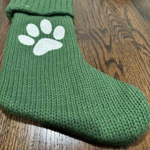 Wonder shop stocking for pets RARE Green Dog Cat paw print holiday Christmas - Picture 3 of 5